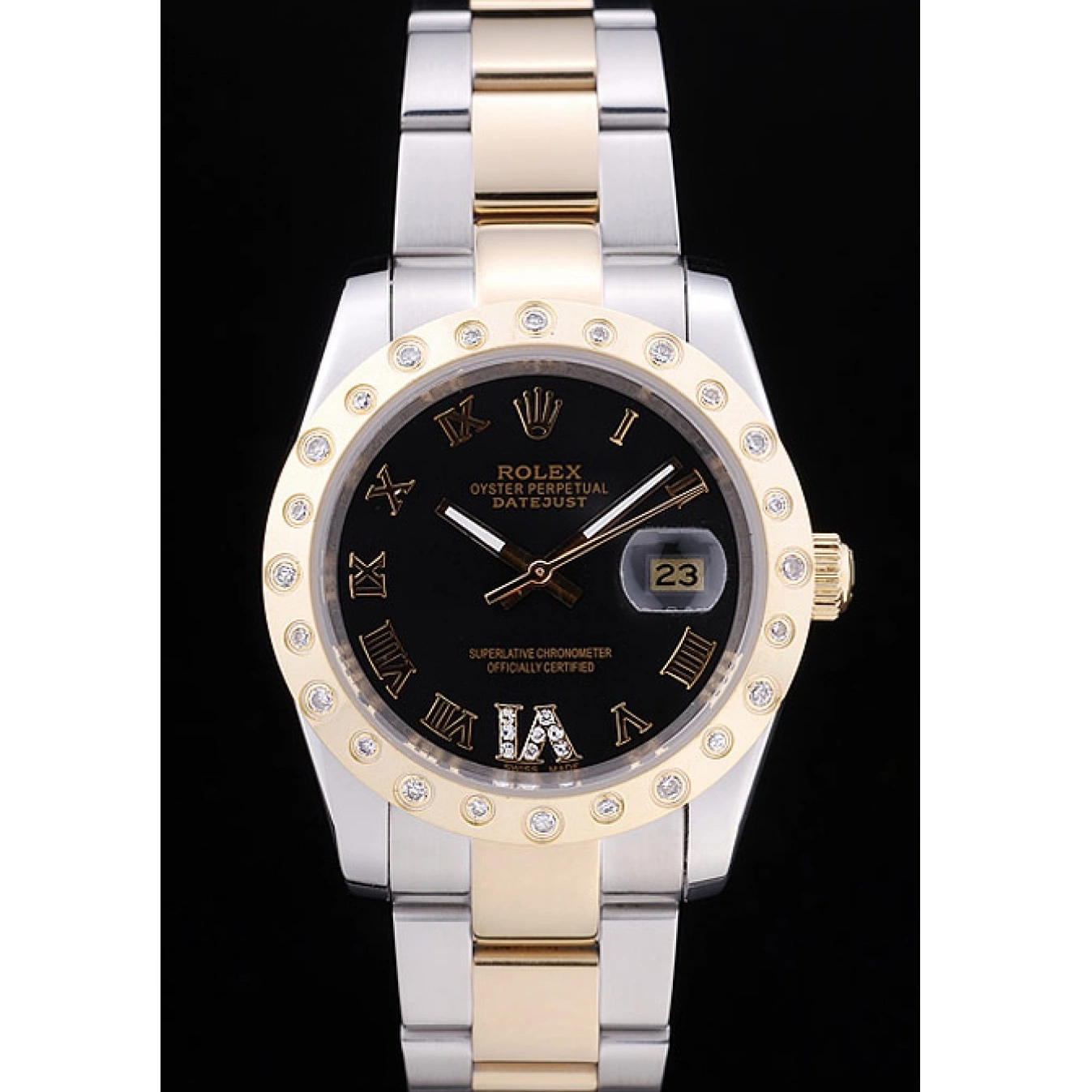 AAA Replica Watches 7463 Diamond Dial Rolex Datejust Bezel Black 0801